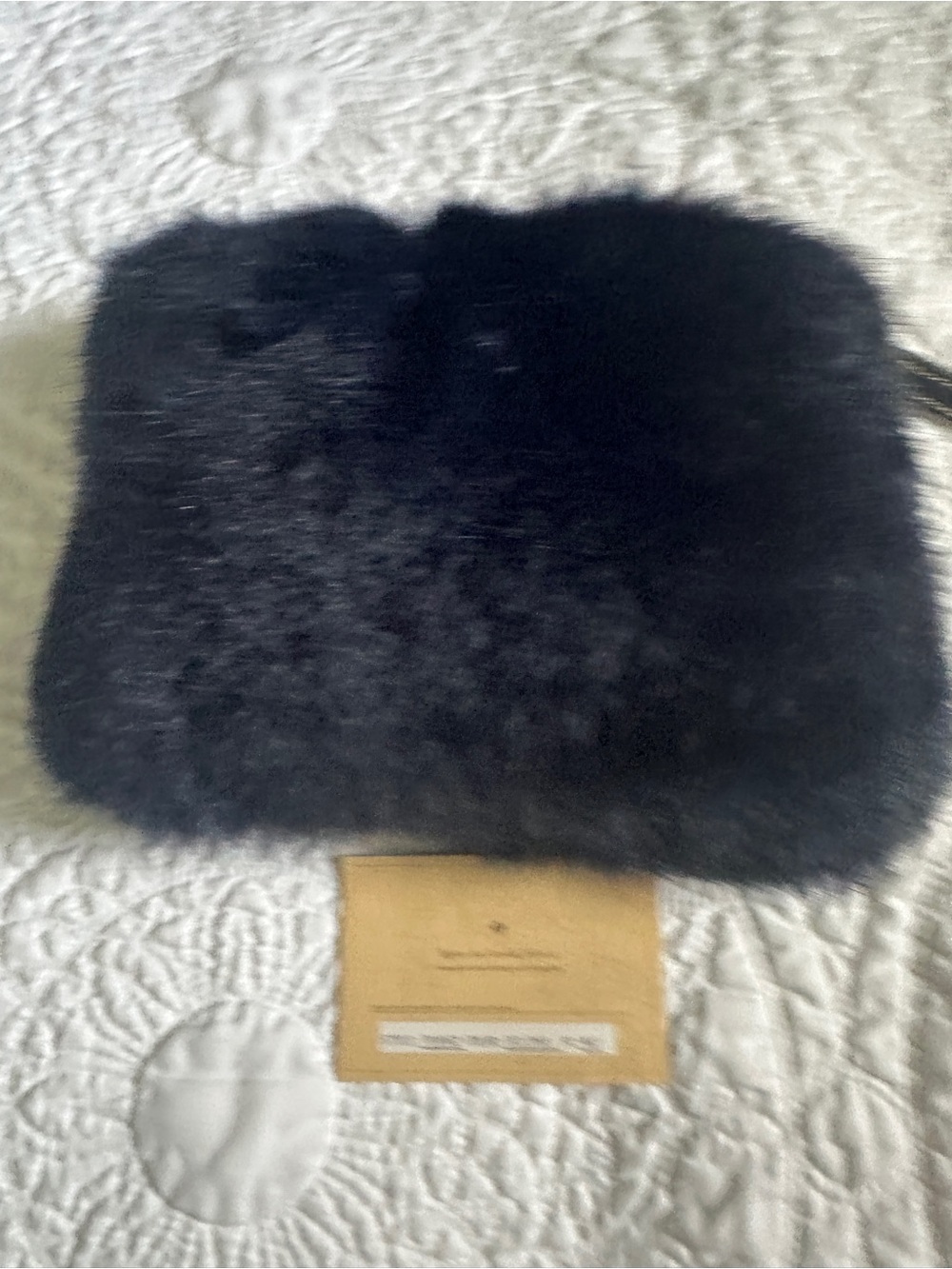 Patricia Nash Italian Leather Rabbit Fur Wristlet in Navy Blue